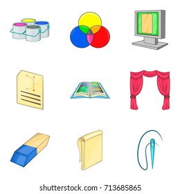 Painter icons set. Cartoon set of 9 painter vector icons for web isolated on white background