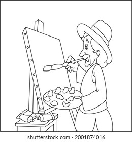 Painter Line Drawing Clip Art 