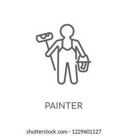 Painter linear icon. Modern outline Painter logo concept on white background from Professions collection. Suitable for use on web apps, mobile apps and print media.