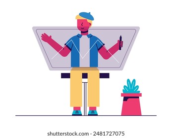 Painter man and beret