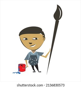 Painter man clipart illustration with background