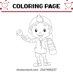 painter man is holding paint coloring page for kids