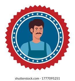 painter man in seal stamp design, Workers occupation and jobs theme Vector illustration