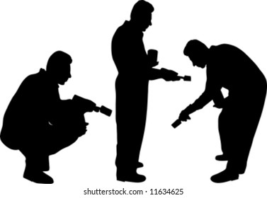 painter man silhouette isolated on white