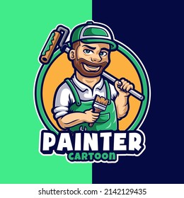 Plantilla de logotipo de caracteres de mascota de pintador