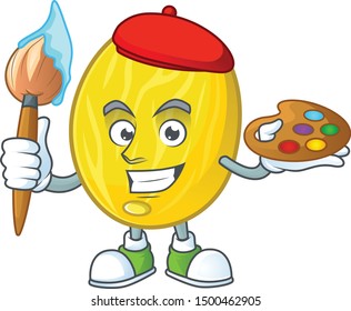 Painter melon cartoon character for dessert mascot