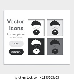 Painter, musician, writer placed on web page template flat vector silhouette.