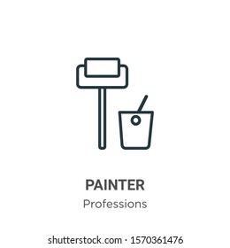 Painter outline vector icon. Thin line black painter icon, flat vector simple element illustration from editable professions concept isolated on white background
