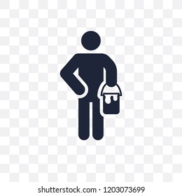 Painter with Paint Bucket transparent icon. Painter with Paint Bucket symbol design from People collection. Simple element vector illustration on transparent background.