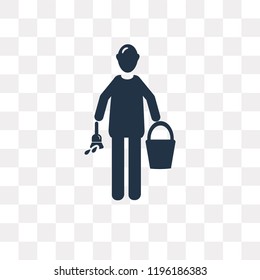 Painter with Paint Bucket vector icon isolated on transparent background, Painter with Paint Bucket transparency concept can be used web and mobile