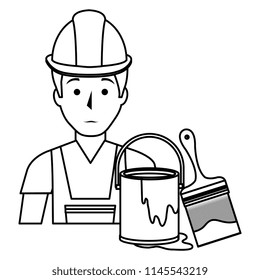 painter with paint pot and brush