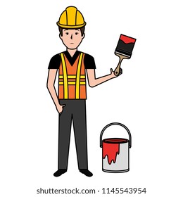 painter with paint pot and brush