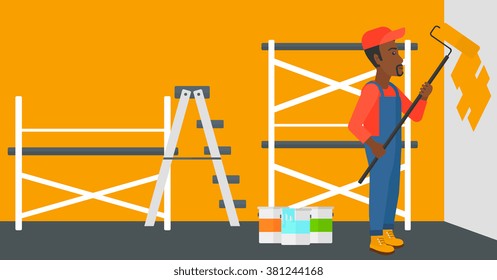 Painter with paint roller.