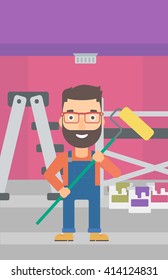 Painter with paint roller.