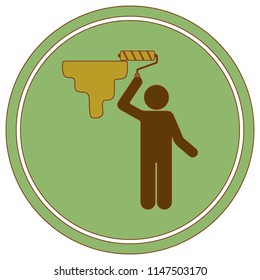 Painter with paint roller icon. Vector illustration