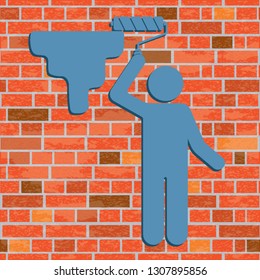 Painter with paint roller icon. Vector illustration