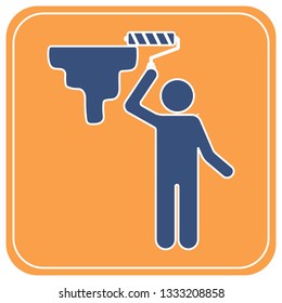 Painter with paint roller icon. Vector illustration