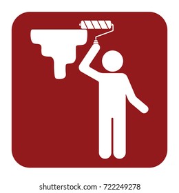 Painter with paint roller icon. Vector illustration