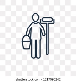 Painter with paint roller vector outline icon isolated on transparent background, high quality linear Painter with paint roller transparency concept can be used web and mobile