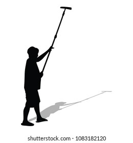 Painter painting house at work vector silhouette illustration isolated on white background..