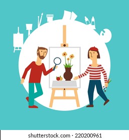 painter painting for sale illustration