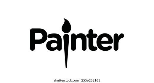 painter painting typography logo design, word mark letter graphic vector concept 