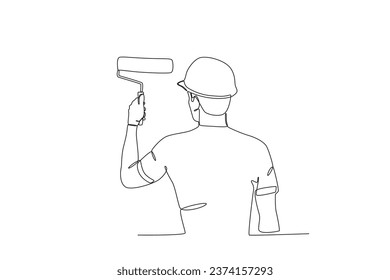 A painter paints the room. Painter one-line drawing