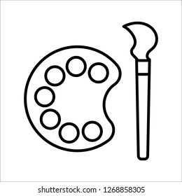Painter palette and brush icon vector. drawing illustration sign or symbol.