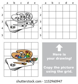 Painter palette, the educational game with simple game level. Copy the picture.