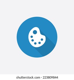painter palette Flat Blue Simple Icon with long shadow, isolated on white background  