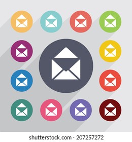 painter palette , flat icons set. Round colorful buttons. Vector