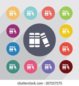 painter palette , flat icons set. Round colorful buttons. Vector