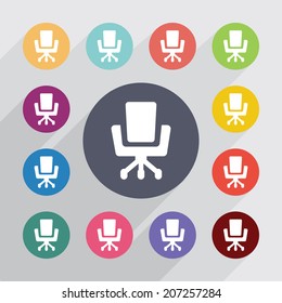 painter palette , flat icons set. Round colorful buttons. Vector