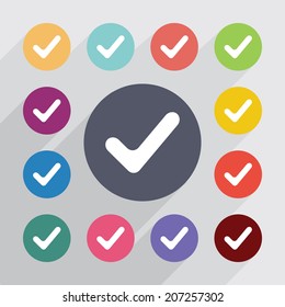 painter palette , flat icons set. Round colorful buttons. Vector