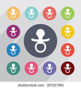 painter palette , flat icons set. Round colorful buttons. Vector