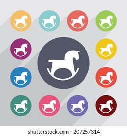 painter palette , flat icons set. Round colorful buttons. Vector
