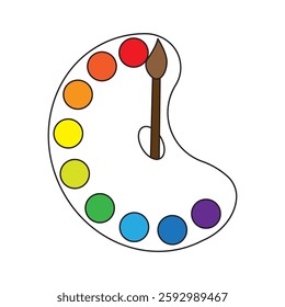 Painter palette icon. Colorful paint set. Artistic tool symbol. Vector illustration.