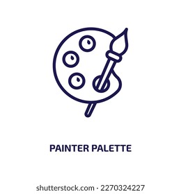 painter palette icon from user interface collection. Thin linear painter palette, artist, palette outline icon isolated on white background. Line vector painter palette sign, symbol for web and mobile