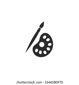 Painter palette and Paint brush Icon vector sign isolated for graphic and web design. Painter palette and Paint brush symbol template color editable on white background.