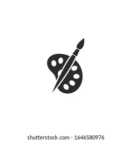 Painter palette and Paint brush Icon vector sign isolated for graphic and web design. Painter palette and Paint brush symbol template color editable on white background.