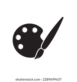 Painter palette and paint brush icon vector illustration on white background.