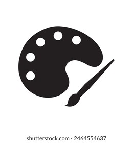 Painter-Palette und Paint Brush Icon Vektorgrafik Icon Schwarz isoliert.