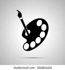 Painter Palette Silhouette, Simple Black Icon With Shadow