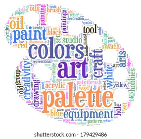 painter palette tag cloud vector illustration