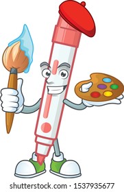 Painter red white board marker in cartoon