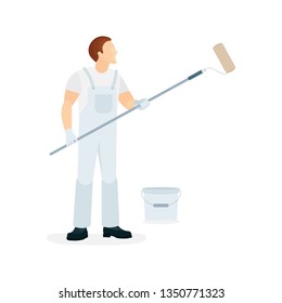 Painter. Painter with roller vector illustration. Part of set.