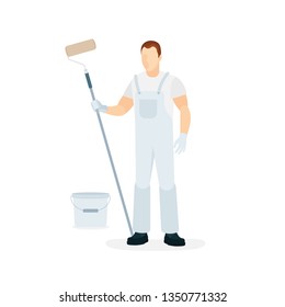 Painter. Painter with roller vector illustration. Part of set.
