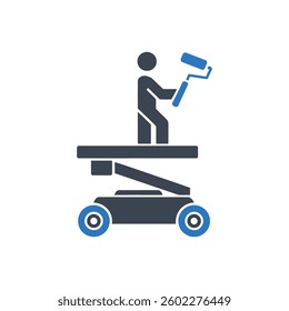 Painter Scissor Lift Icon On White Background