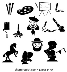 painter and sculptor vector icons.    art Icons set