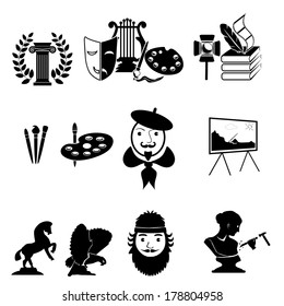 painter and sculptor vector icons. art Icons set